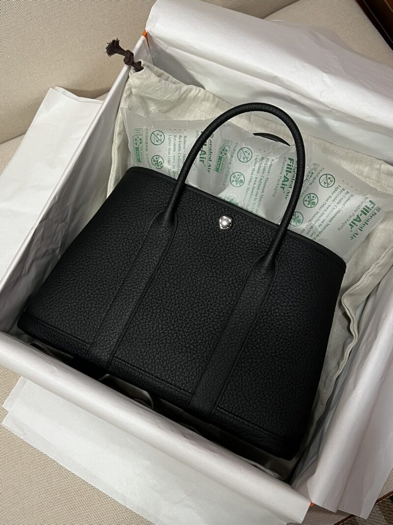 Hermès Garden Party 30 Country Leather Noir Silver Hardware