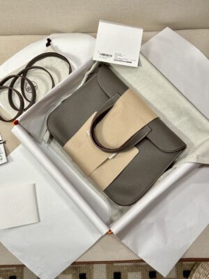 Hermès Halzan 31 Evercolor Etain Silver Hardware
