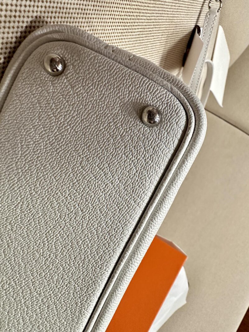Hermès Mini Bolide 18 Chevre Blanc Silver Hardware