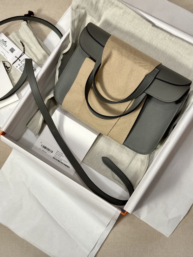 Hermès Halzan 25 Evercolor Gris Meyer Silver Hardware