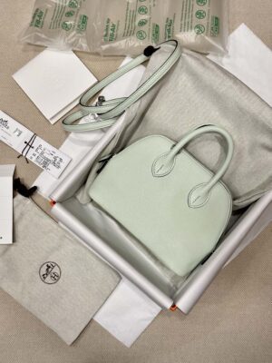 Hermès Mini Bolide 18 Chevre Vert Fizz Silver Hardware