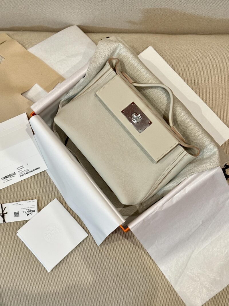 Hermès Mini Kelly 2424 Evercolor & Swift Beton Silver Hardware