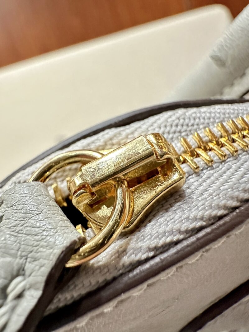 Hermès Mini Bolide 18 Ostrich Gris Pearl Gold Hardware