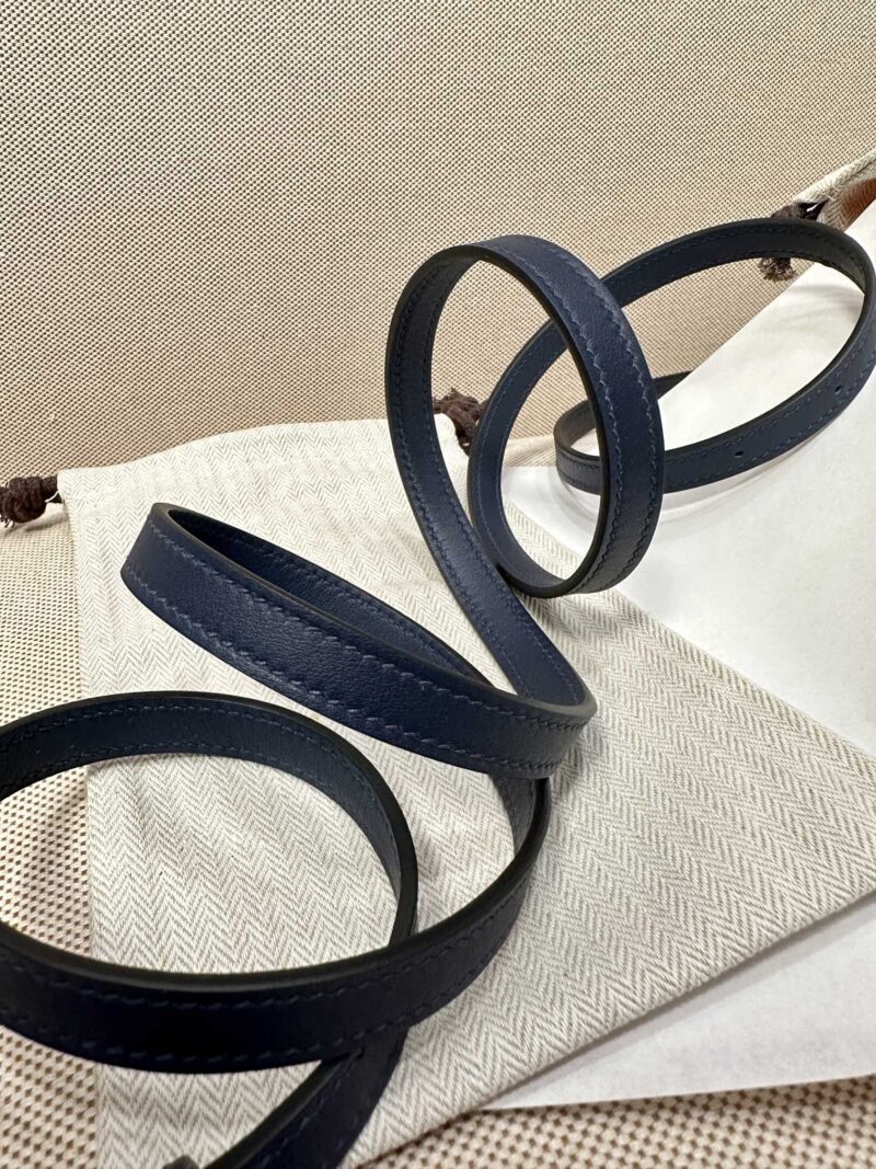 Hermès Mini Kelly 2424 Evercolor & Swift Blue Nuit & Blue Navy Silver Hardware - Image 9