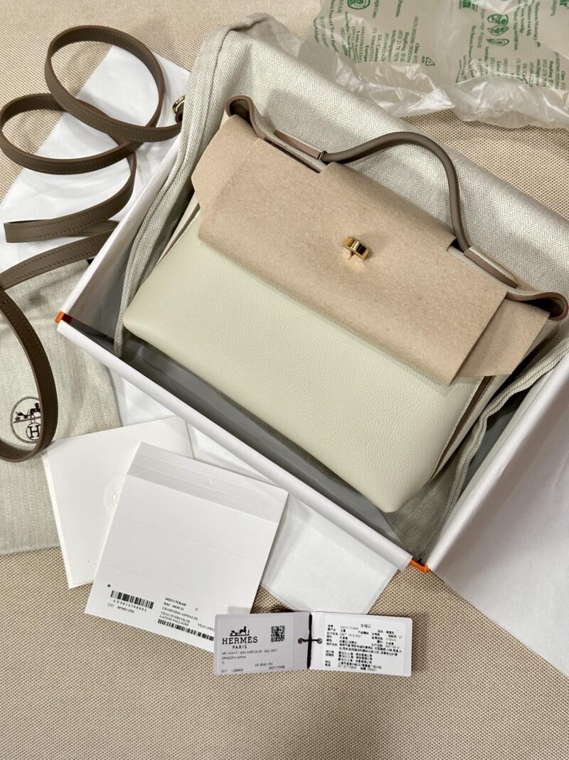 Hermès Mini Kelly 2424 Evercolor & Swift Craie & Gris Asphalt Gold Hardware - Image 2