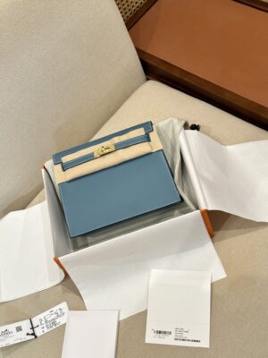 Hermès Kelly Danse Swift Blue Jean Gold Hardware