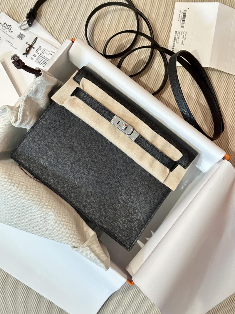 Hermès Kelly Danse 22 Evercolor Noir Silver Hardware