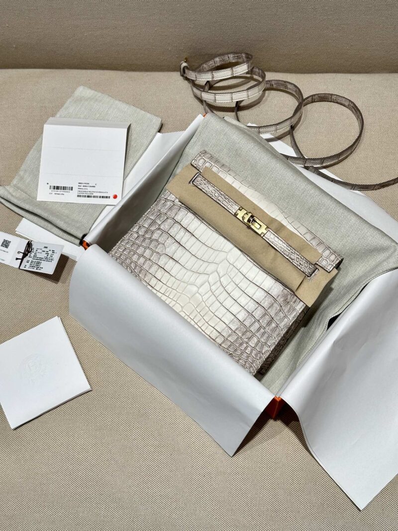 Hermès Kelly Danse 22 Himalaya Niloticus Crocodile Himalaya Gold Hardware
