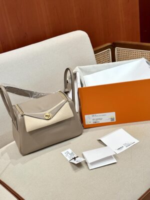 Hermès Lindy 26 Clemence Gris Tourterelle Gold Hardware