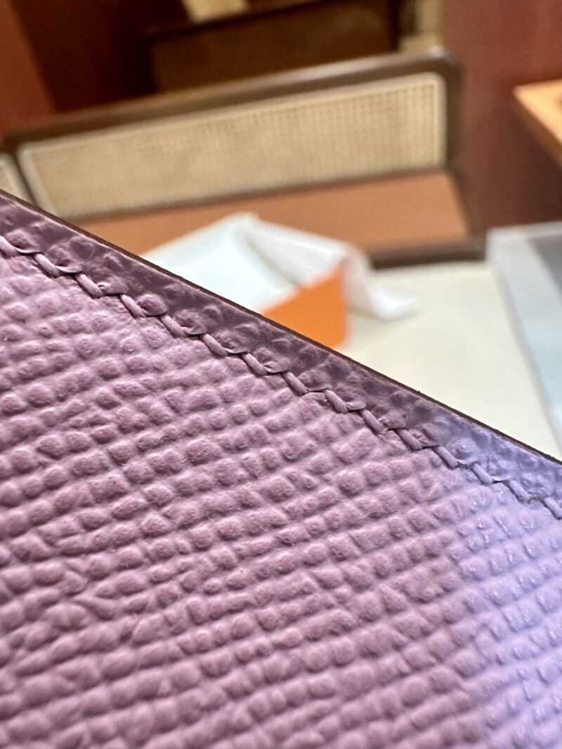 Hermès Mini Kelly 19 Epsom Mauve Sylvestre Gold Hardware - Image 13