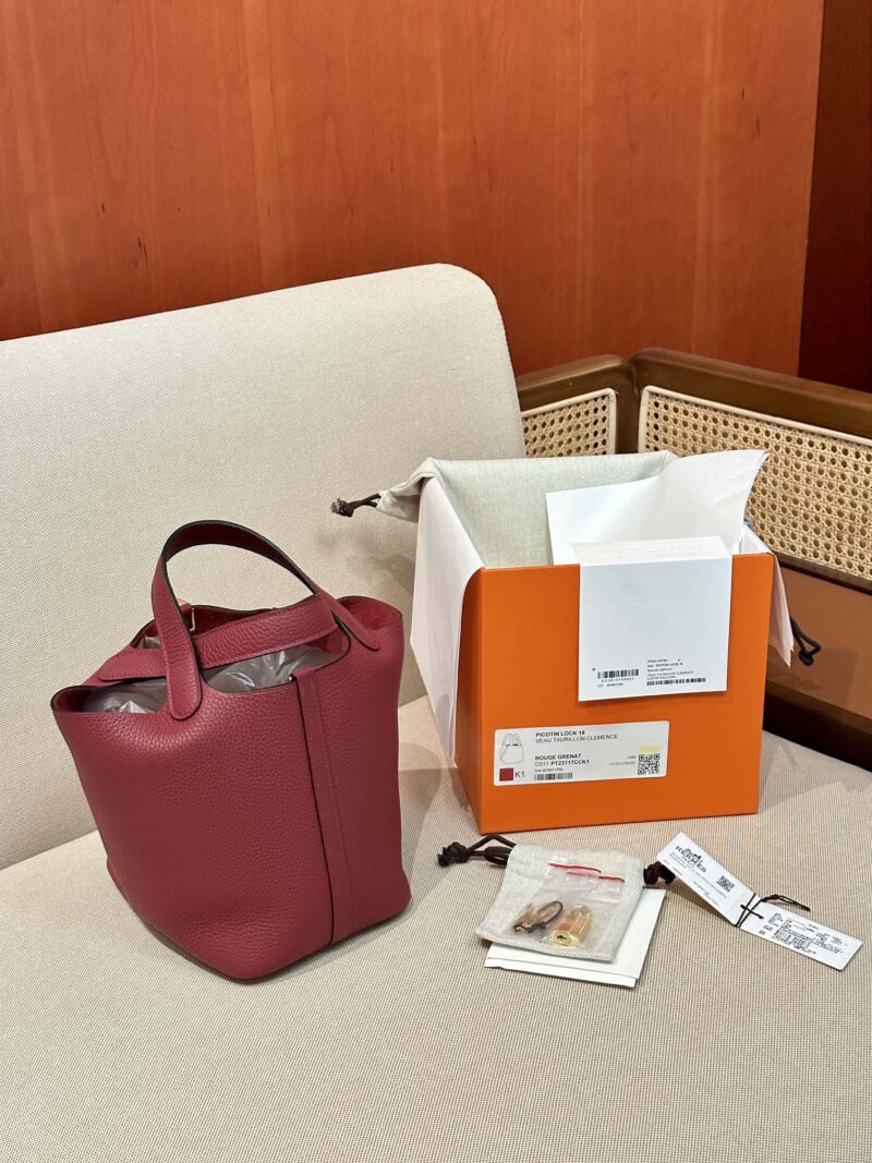 Hermès Picotin 18 Clemence Rouge Grenate Gold Hardware