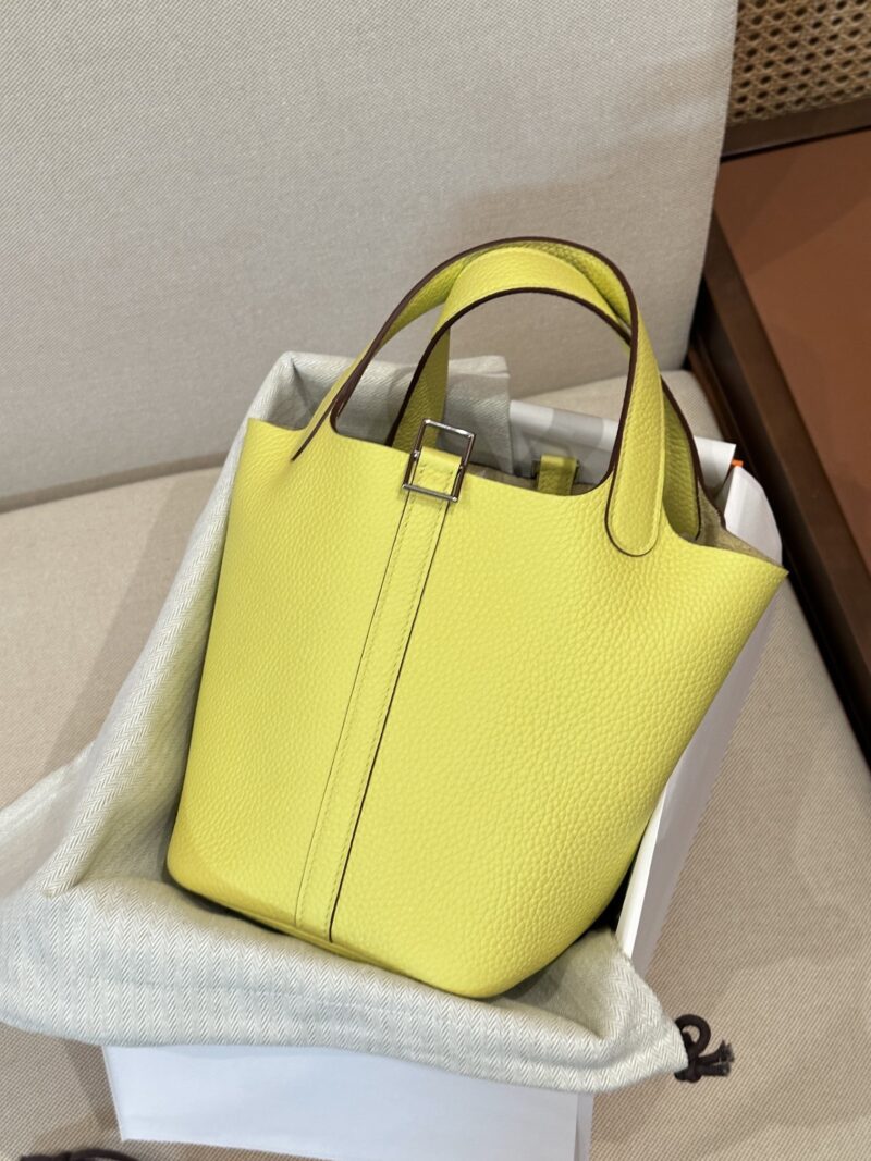 Hermès Picotin 18 Clemence Jaune Citron Silver Hardware - Image 2
