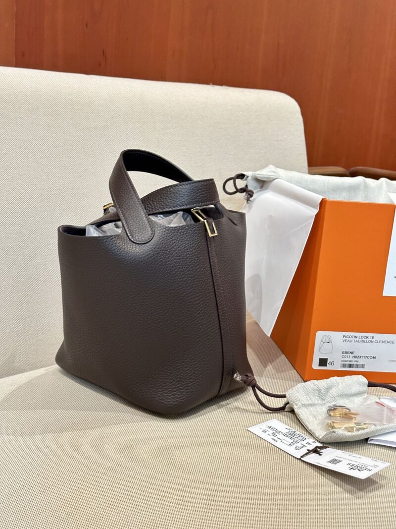 Hermès Picotin 18 Taurillon Clemence Ebene Gold Hardware - Image 2