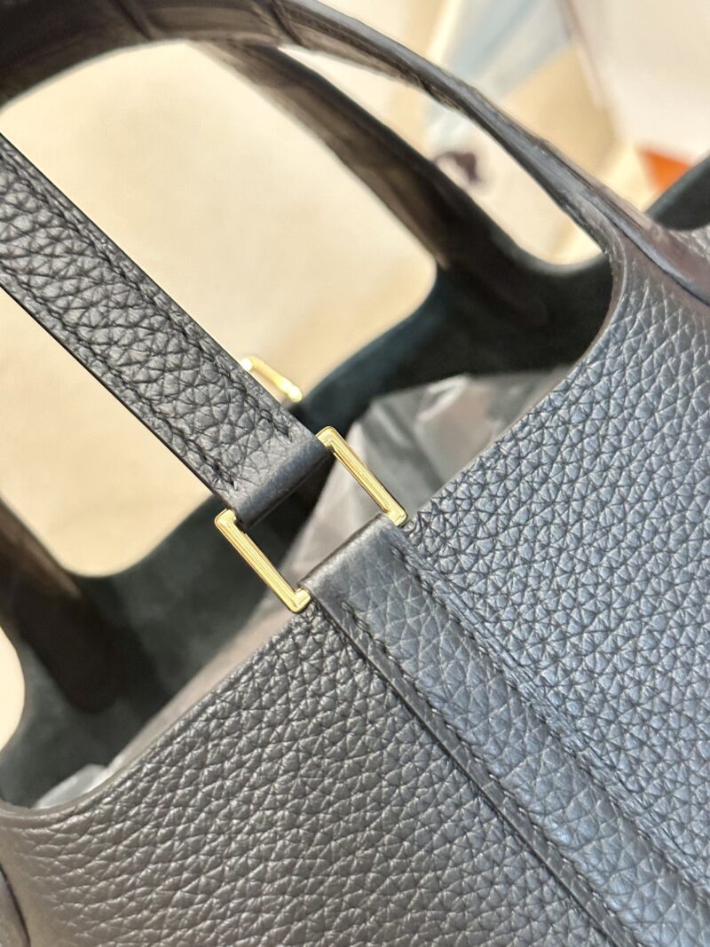Hermès Picotin Touch 18 Taurillon Clemence & Matte Alligator Noir Gold Hardware - Image 7