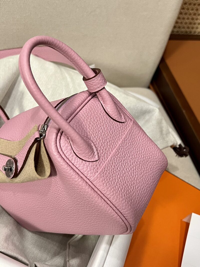 Hermès Mini Lindy 20 Taurillon Clemence Mauve Sylvestre Silver Hardware - Image 4