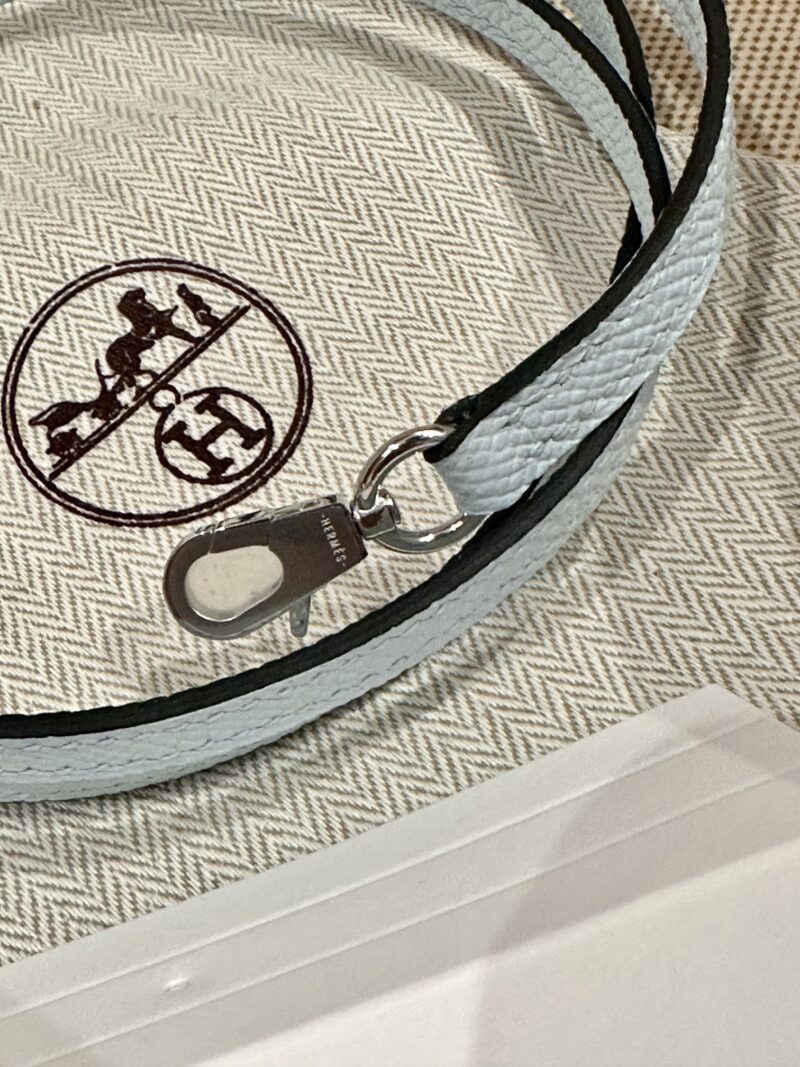 Hermès Mini Kelly 19 Epsom Blue Brume Silver Hardware - Image 8