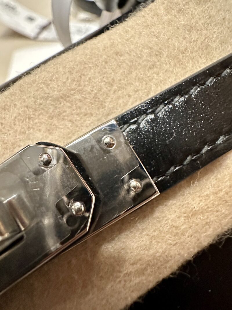 Hermès Mini Kelly Box Noir Silver Hardware - Image 8