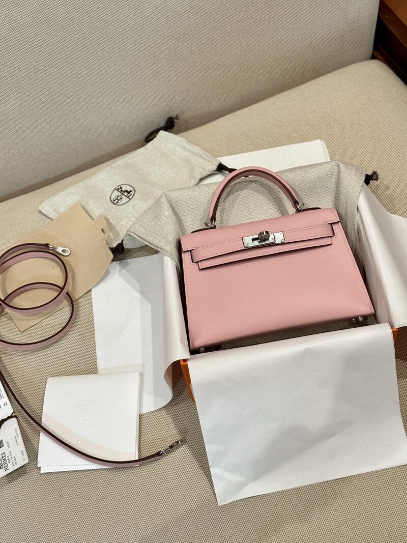 Hermès Mini Kelly Swift Rose Sakura Silver Hardware