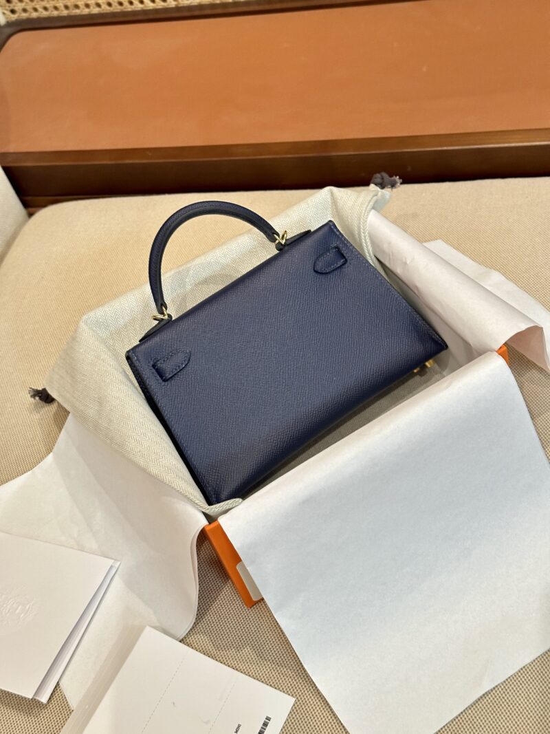Hermès Mini Kelly 19 Epsom Blue Saphir Gold Hardware - Image 6