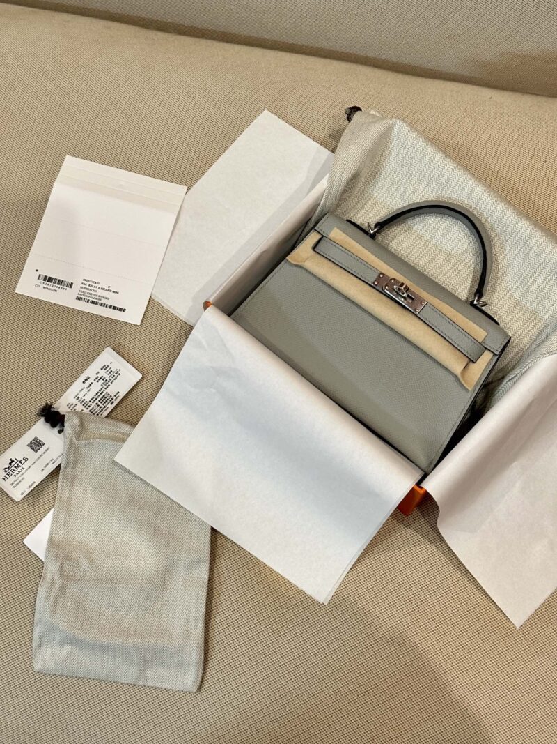 Hermès Mini Kelly 19 Epsom Blue Glacier Silver Hardware