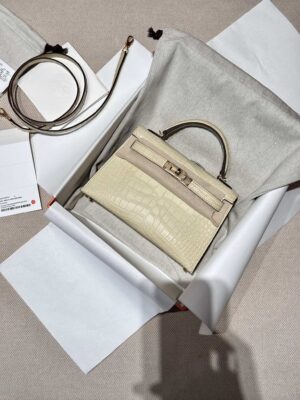 Hermès Mini Kelly 19 Matte Crocodile Vallina Gold Hardware