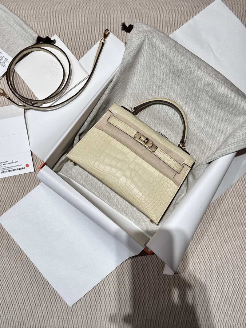 Hermès Mini Kelly 19 Matte Crocodile Vallina Gold Hardware
