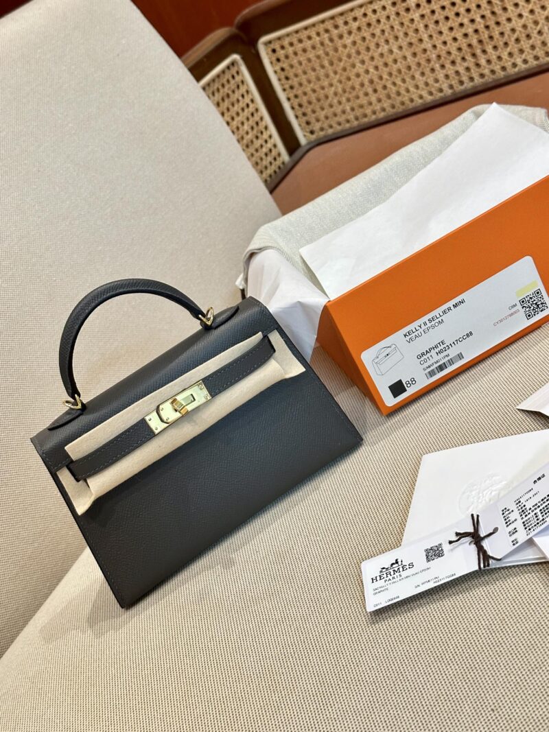 Hermès Mini Kelly Epsom Graphite Gold Hardware