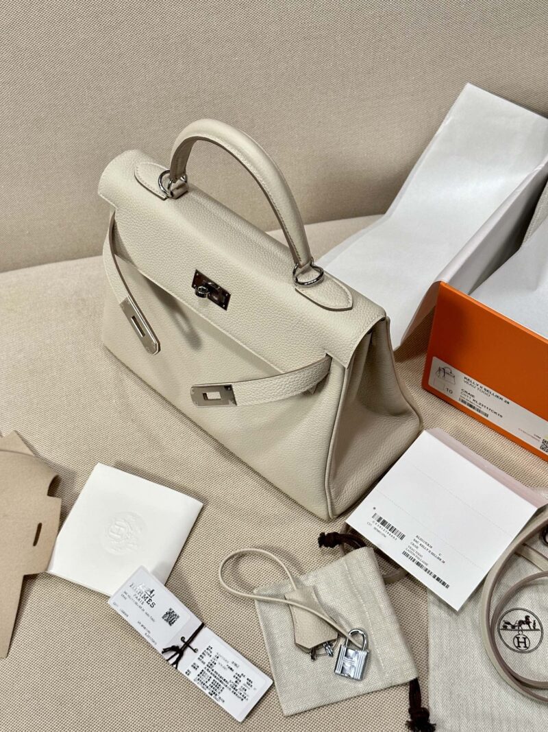 Hermès Kelly 28 Togo Craie Silver Hardware - Image 4