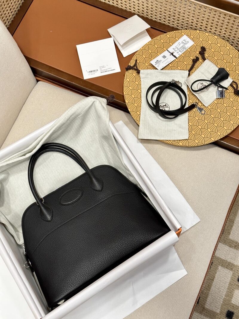 Hermès Bolide 31 Taurillon Clemence Noir Silver Hardware