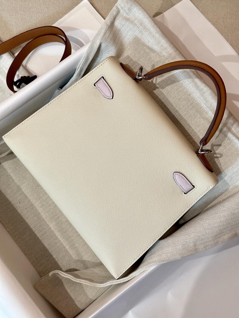 Hermès Kelly 25 Epsom Craie, Mauve Pale Silver Hardware - Image 11