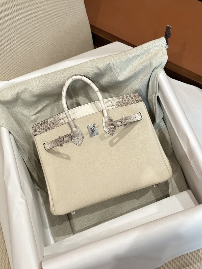 Hermès Birkin 25 Himalaya, Nata Crocodile, Togo Palladium Hardware