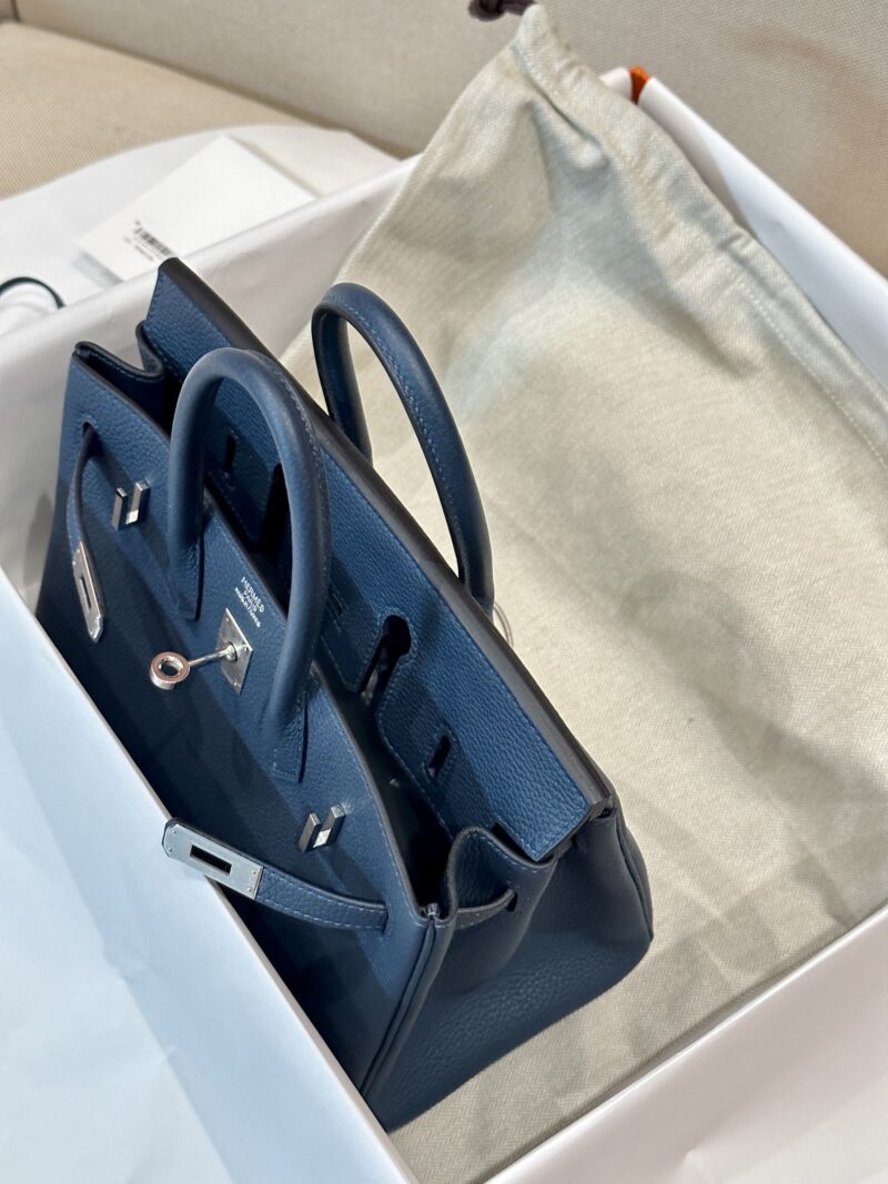 Hermès Birkin 25 Blue De Prusse, Silver Togo Palladium Hardware - Image 4