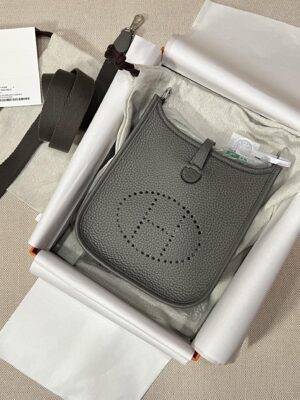 Hermès Mini Evelyne 16 Taurillon Clemence Etain Silver Hardware