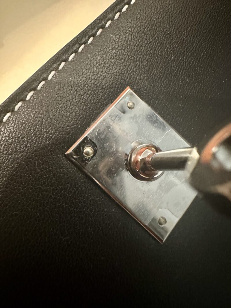 Hermès Kelly Pochette Noir, Beton Swift Palladium Hardware