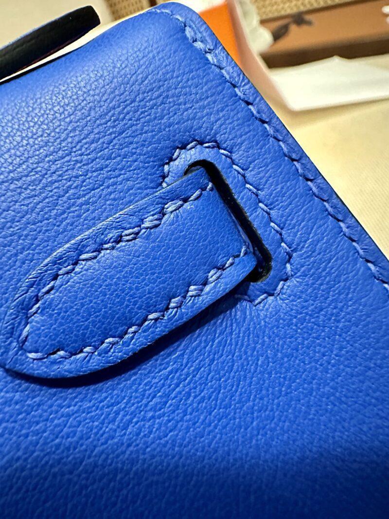 Hermès Kelly Pochette Blue Royal Swift Palladium Hardware
