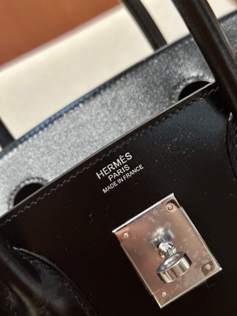 Hermès Kelly Pochette Noir Box Palladium Hardware