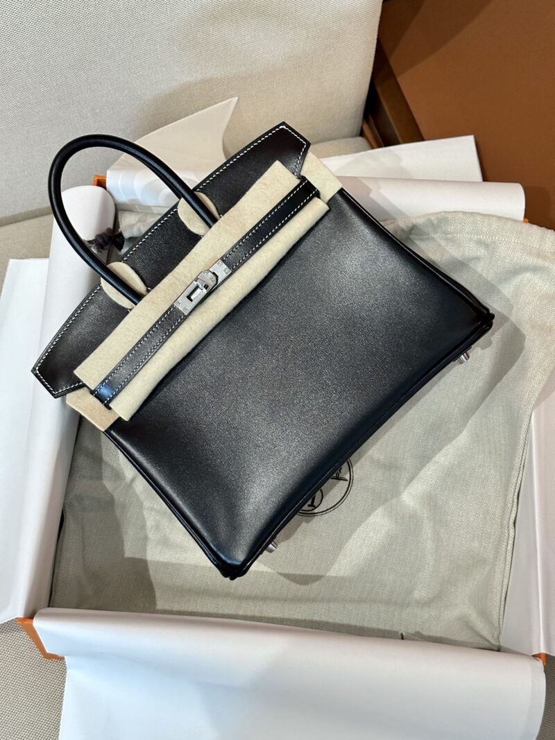 Hermès Birkin 25 Noir Box Palladium Hardware - Image 5