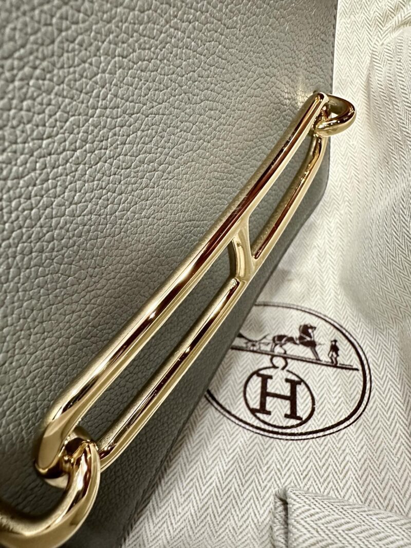 Hermès Roulis 19 Evercolor Gris Meyer Gold Hardware - Image 12