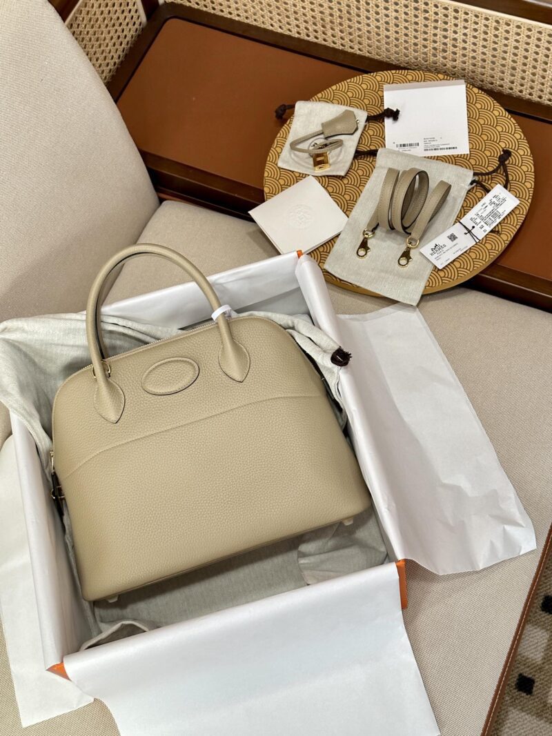 Hermès Bolide 31 Taurillon Clemence Gris Trench Gold Hardware
