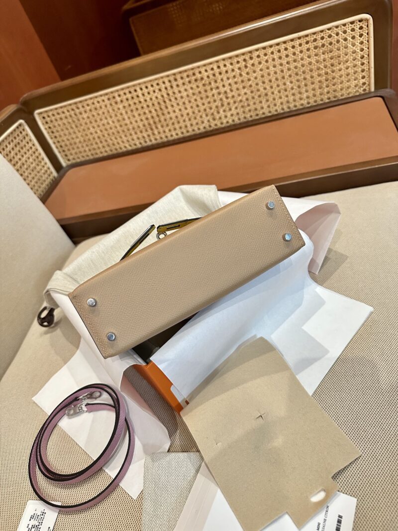 Hermès Mini Kelly Epsom Chai & Mauve Sylvestre & Jaune Citron Silver Hardware - Image 12