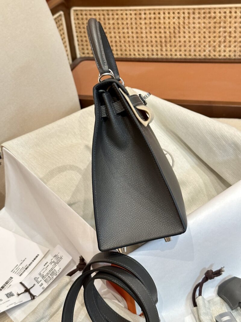 Hermès Kelly 25 Epsom Graphite Silver Hardware - Image 3