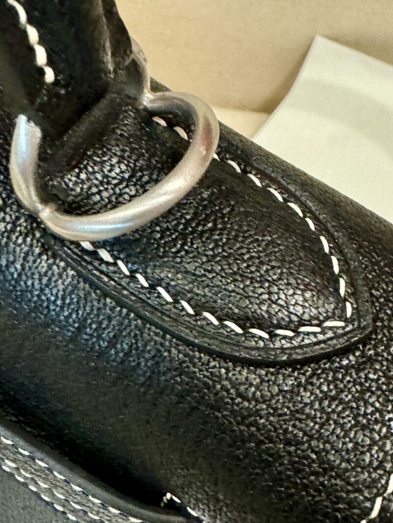Hermès Kelly 28 Chevre Noir, Mauve Slyvestre Silver Hardware - Image 19