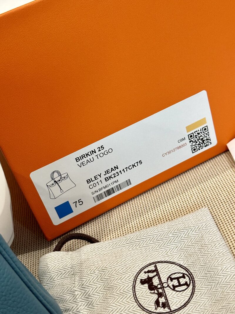 Hermès Birkin 25 Blue Jean Togo Palladium Hardware - Image 9