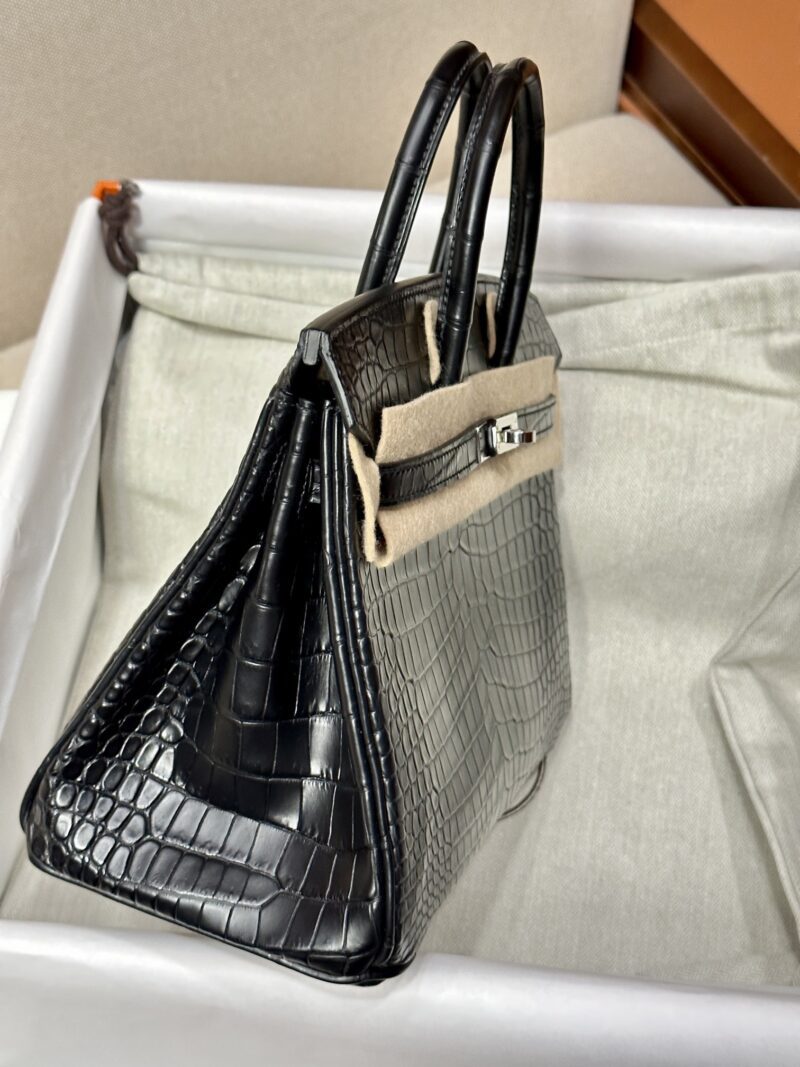Hermès Birkin 25 Noir Matte Alligator Palladium Hardware - Image 4
