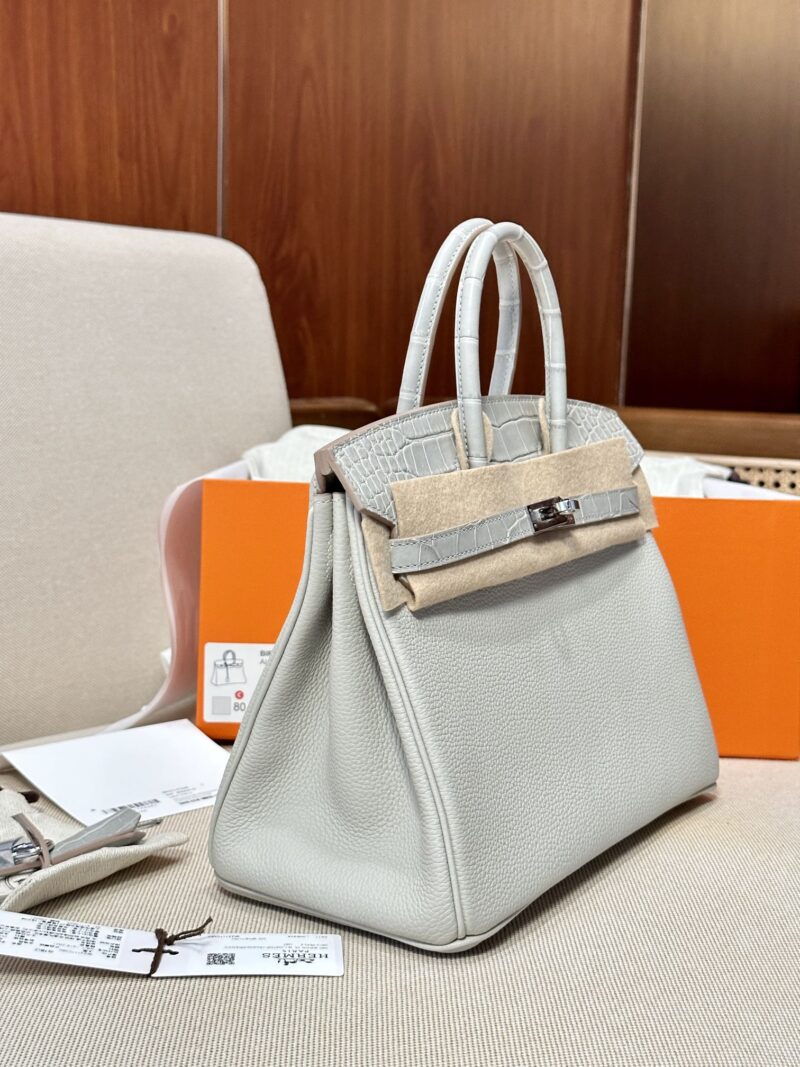 Hermès Birkin 25 Gris Pearl Crocodile, Togo Palladium Hardware - Image 4