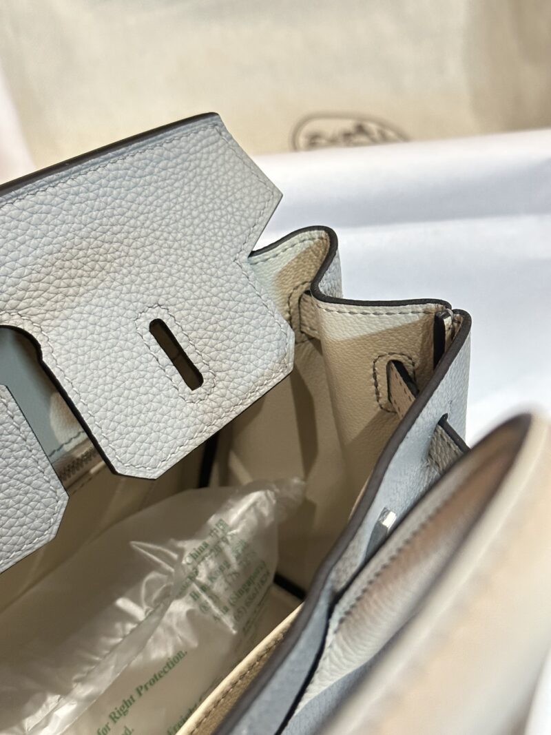 Hermès Birkin 25 Blue De Presse, Craie Togo Palladium Hardware - Image 8