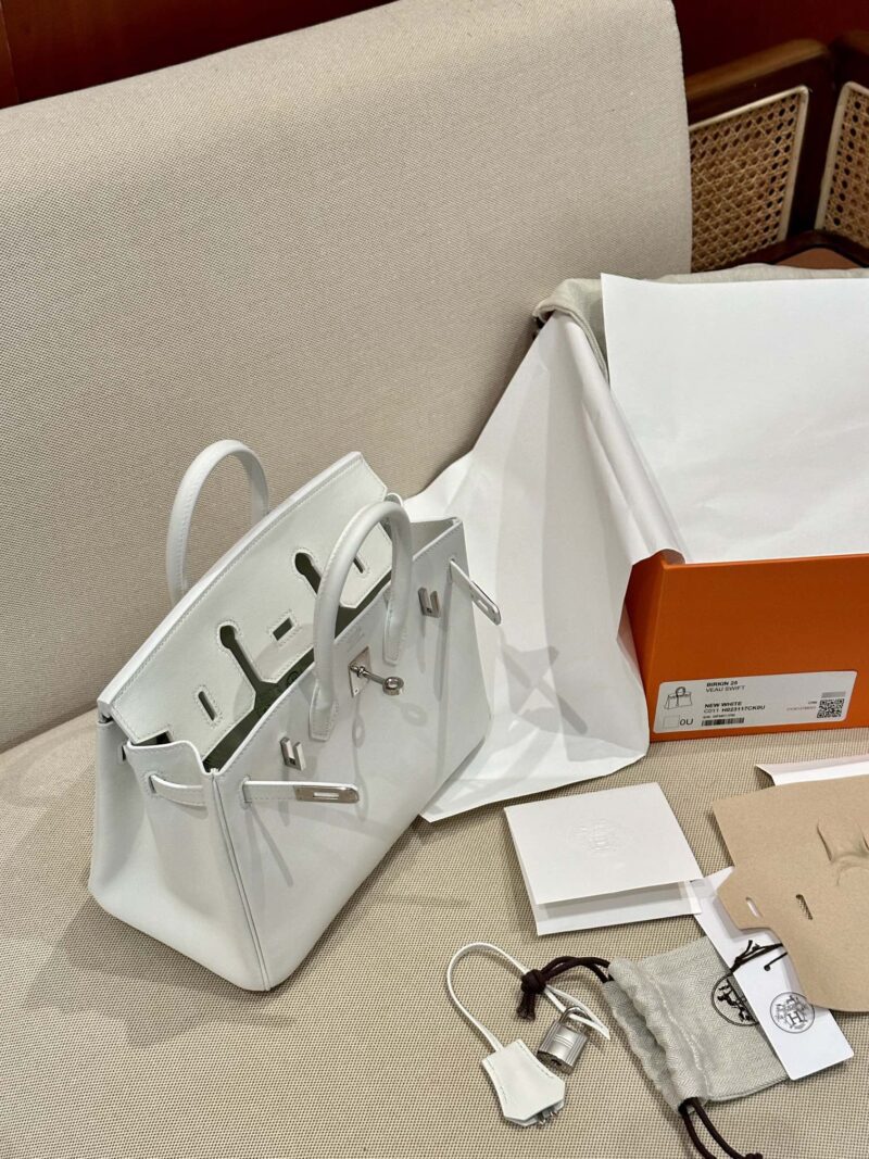 Hermès Birkin 25 New White Swift Palladium Hardware - Image 4