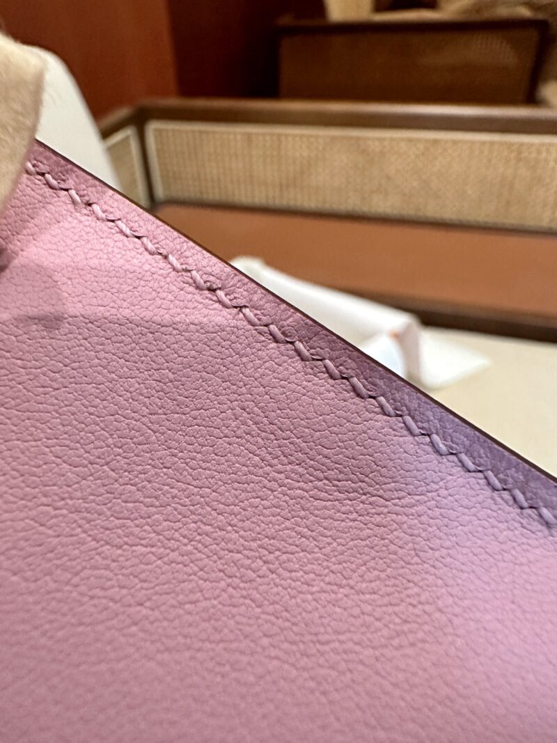 Hermès Kelly Pochette Mauve Sylvestre, Silver Swift Palladium Hardware