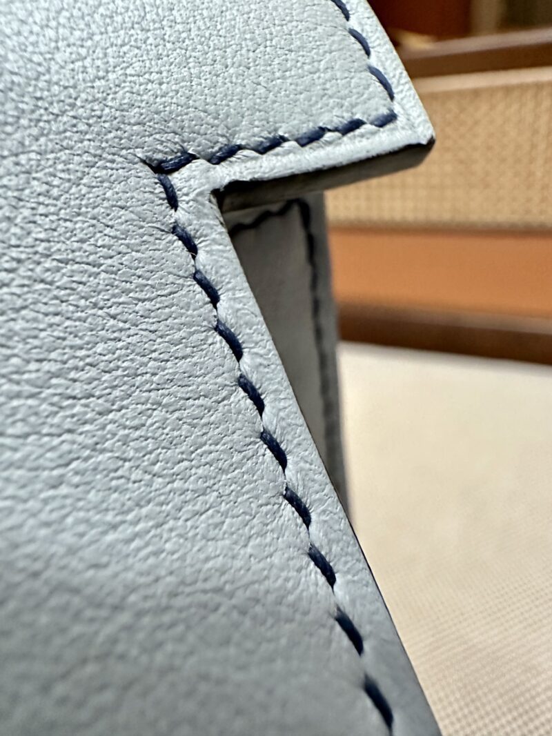 Hermès Kelly Pochette Blue Brume, Blue Navy Swift Palladium Hardware