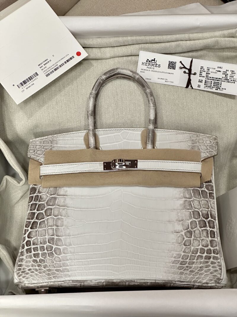 Hermès Birkin 25 Himalaya Crocodile Palladium Hardware - Image 7